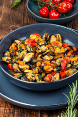 Delicious Fried Mussels, Gourmet Seafood Dish.
