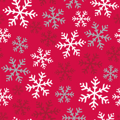 Seamless pattern of Christmas Snowflakes with Red Background- Christmas Vector design 