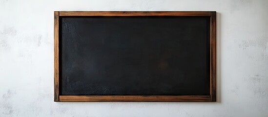 Classic black chalkboard in a rustic wooden frame positioned horizontally against a bright white backdrop emphasizing simplicity and sharp contrast.