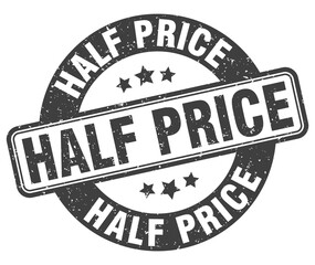 half price stamp. half price label. round grunge sign