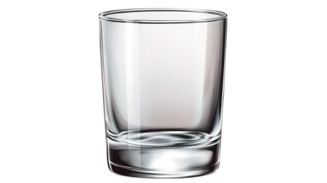A clear highball glass with a smooth, cylindrical shape, isolated on a transparent background, ideal for cocktails.