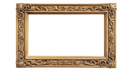 Picture frames isolated on white background luxury gold Vintage set