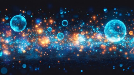 Naklejka premium Quantum physics concept showing vibrating atoms generating energy in a parallel universe