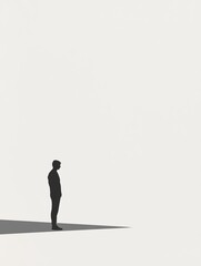 Obraz premium Silhouette of a man standing alone on a minimalist background.