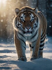 a big tiger in the snow