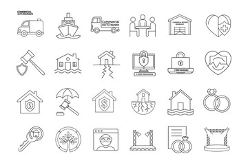 Fototapeta premium editable stroke of insurance concept line art on white background 