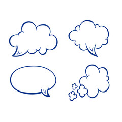 Blue Cloud Speech Vector Set Design Collection