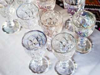 Armenian spirit distilled oghi in crystal glasses