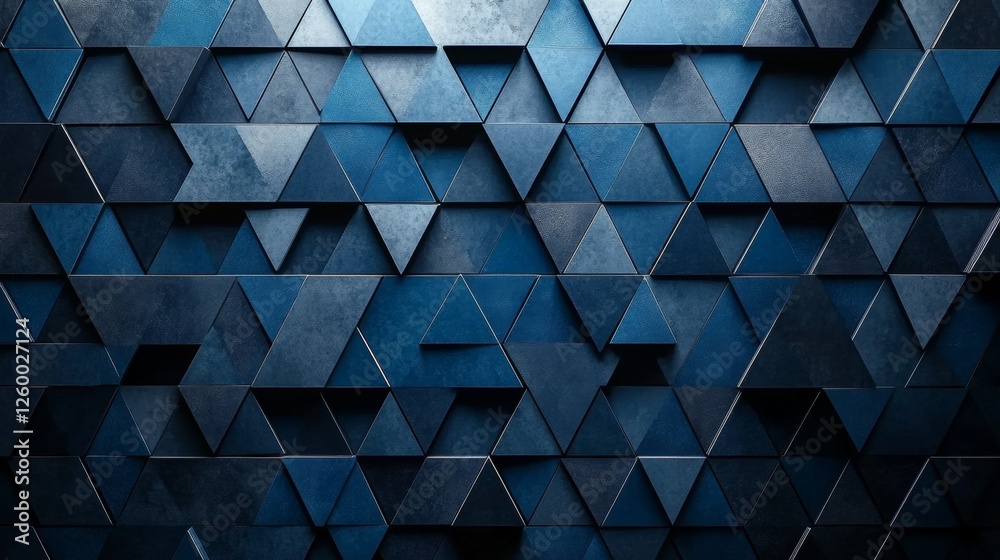 Wall mural minimalist blue background with triangles and rectangles for design. banner template with white cent