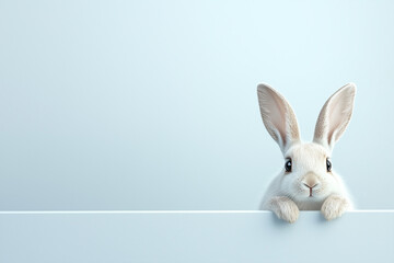 Obraz premium Bunny rabbit peeking out from background.