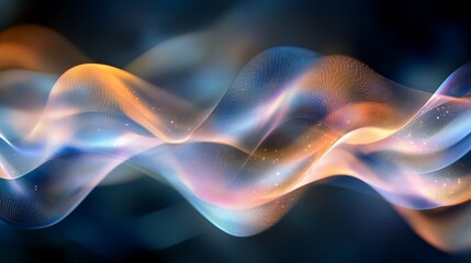 Fototapeta premium Abstract wave background with glowing, translucent, orange and blue colors.