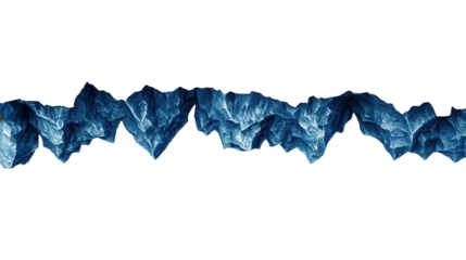 A striking abstract representation of mountain peaks in blue hues.