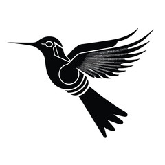 Fototapeta premium Futuristic Cybernetic Hummingbird in Black and White Digital Art Style