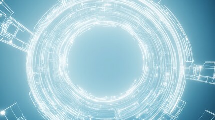 Obraz premium Abstract glowing circular technology design with empty center.