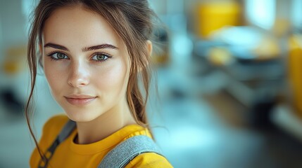 a woman in a uniform vacuums cleans and washes the floor in the house expert cleaning service complete with workers and equipment isometric isolation of vector