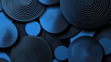 Modern Blue background with circles and dashes for design. Banner template with white center text area. Ideal for sleek designs.