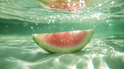 Submerged Watermelon Slice Close Up Photography Image  Aquatic Style Photography   Summer Fresh Prod