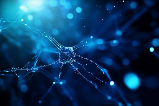 Abstract blue neural network plexus.
