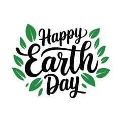 A decorative textual element celebrating Earth Day. The text is written in a cursive, elegant style.eps