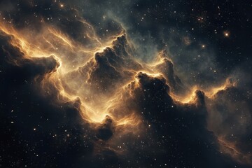 Fototapeta premium A mesmerizing nebula with sparkling stars and golden light