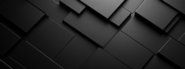 Fototapeta premium Sleek black background with minimalist patterns for design, featuring white space in the center for text. Ideal for modern banners and geometric wallpapers.