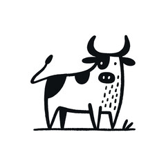 Hand-drawn black and white minimalistic bull line art
