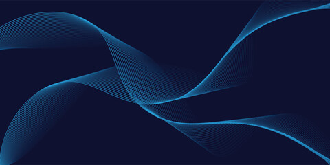 Abstract glowing wave lines on dark blue background. Dynamic wave pattern. Modern flowing wavy lines. Futuristic technology concept. eps10.