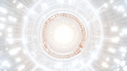 Abstract glowing circular tunnel with light.