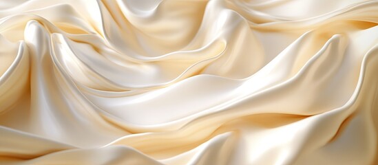 Obraz premium Silky beige fabric with soft waves and gentle shadows creating a smooth texture, embodying elegance and luxury ideal for backgrounds or textiles.