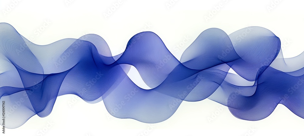 Wall mural abstract flowing blue gradient wave pattern, isolated on white background for design elements