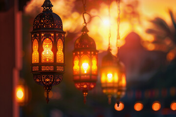 Beautiful greeting card with holiday composition for happy celebrate Ramadan, abstract vivid composition consists of fictional unreal fantastic vision on background