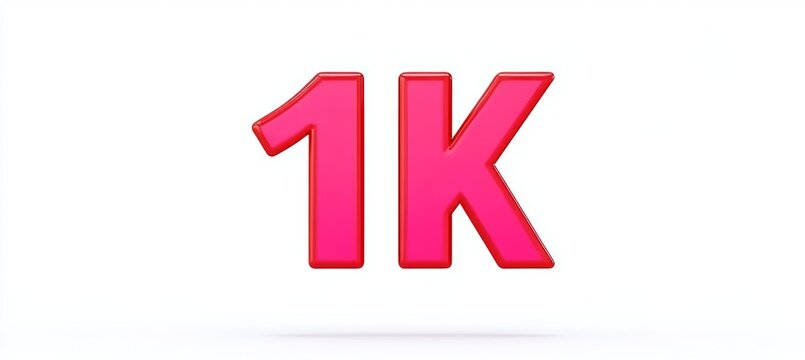 Number 1K, Symbol K, One Thousand Likes, Followers Goal, Social Media Milestone Celebration