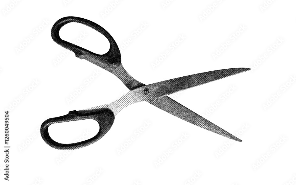 Fototapete a high-contrast halftone style png illustration featuring a scissor with a transparent background. t