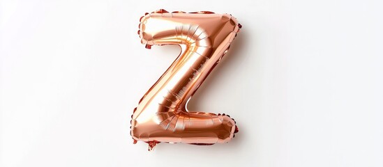 Rose gold foil letter Z balloon on a white background with a shiny reflective surface, centered in the image with soft shadows.