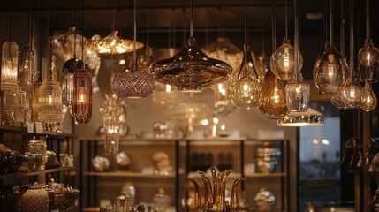 Elegant Lighting Fixtures in a Home Decor Store