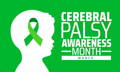 National Cerebral Palsy Awareness Month background banner or poster design template. observed every year in March. Holiday concept. Use to any Template, card, poster, placard, template.