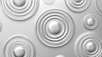 Obraz premium Abstract background with concentric circles, silver metallic texture, 3D rendering.