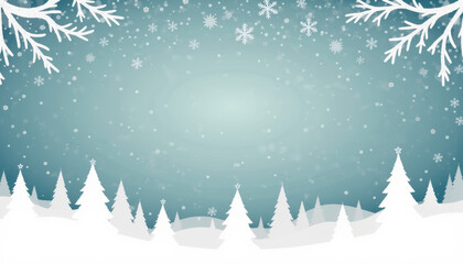 Obraz premium Snowy winter landscape with pine trees and falling snowflakes