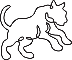 Continuous one line drawing tiger silhouette.Beautiful adult tiger..Line isolated minimal logo.Line art.Not AI.