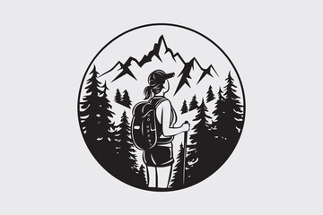 Adventure Awaits Hiker on a Rocky Mountain vector