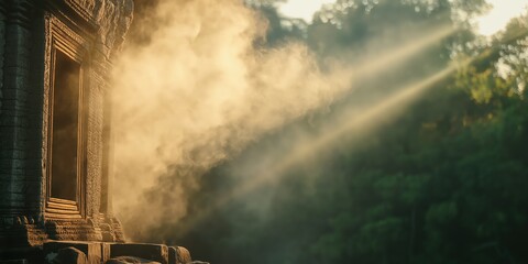 Ancient Stone Structure Bathed In Golden Light