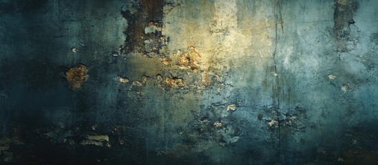 Obraz premium Urban backdrop with dark teal and rusty orange tones, showcasing a gritty distressed texture and edgy grunge atmosphere with abstract patterns.