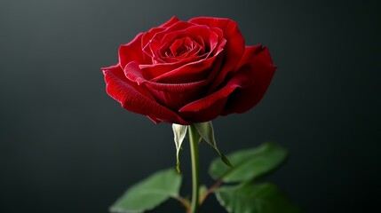 Naklejka premium Elegant red rose against dark background highlighting beauty and contrast