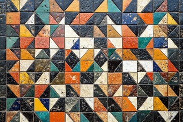 Fototapeta premium Colorful mosaic pattern featuring diverse geometric shapes in a vibrant design