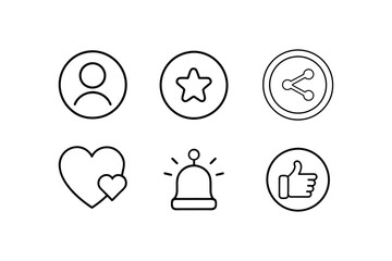 Social Media Icon Set, Communication and Interaction Symbols, User Engagement Vector Graphics