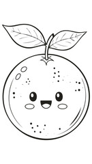 Obraz premium Orange Tangerine Fruit Food Meal Healthy Coloring Kid Book Page in Black and White. Monochrome and Colored Samples 