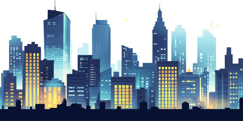 Fototapeta premium Beautiful city skyline at night on white background