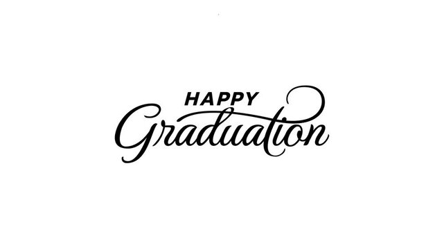 happy graduation text animation with beautiful lettering in black and white.