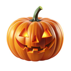 Spooky halloween jack o lantern pumpkin carving design illustration 3d art on transparent background