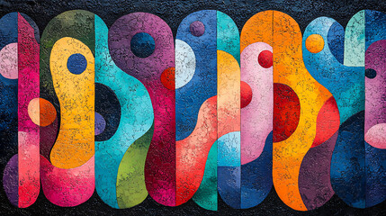 A colorful abstract representation of racial harmony, with vibrant shapes and patterns, modern art, with a focus on diversity, glowing effects 